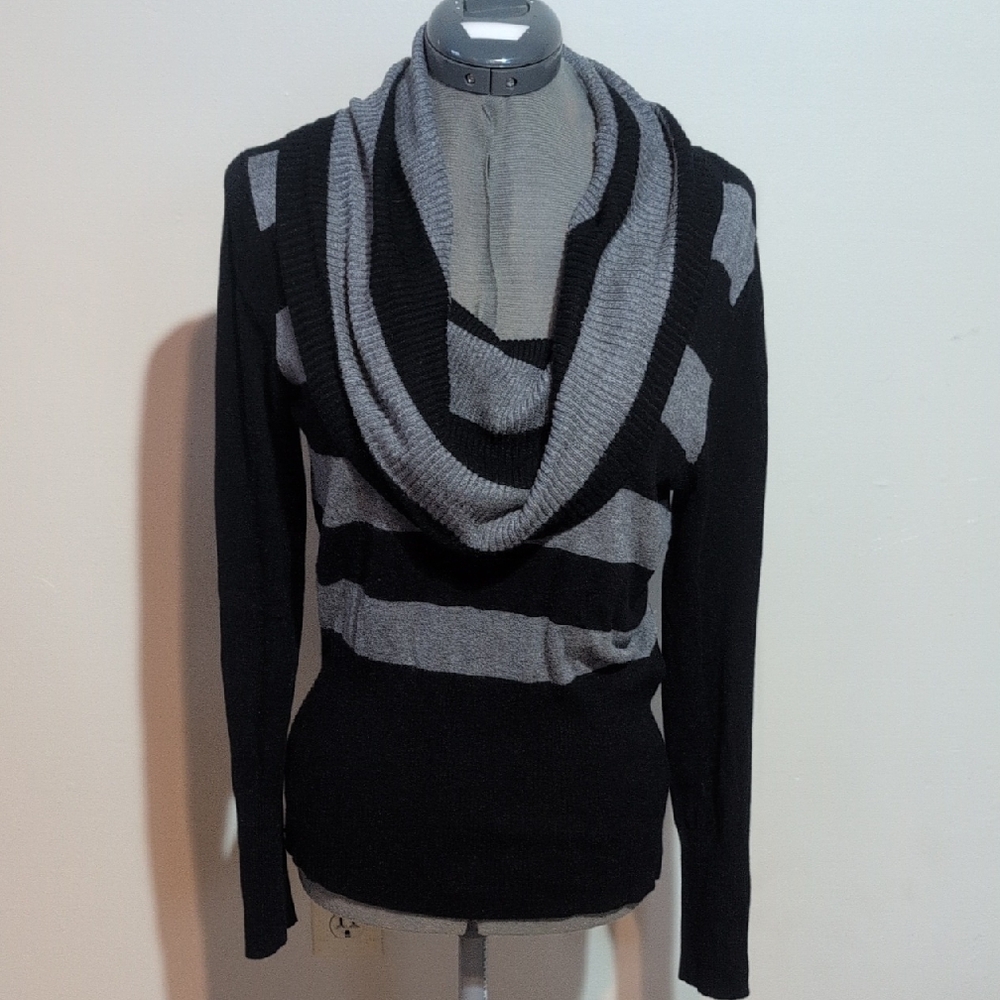 Apt. 9 Black and Gray Cowl Neck Sweater